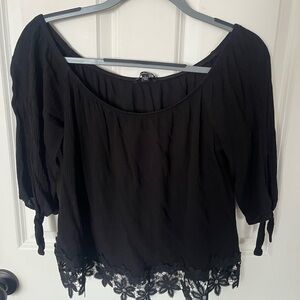 Black Blouse with Floral detail